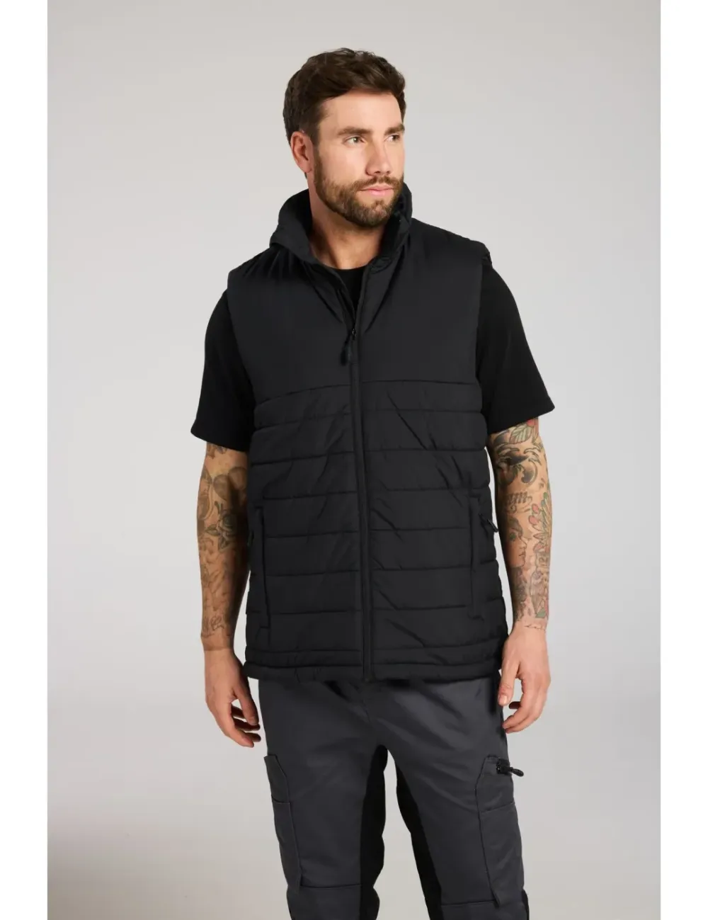 Portwest S606 Professioneel gevoerd Baffle Gilet Zwart voorkant