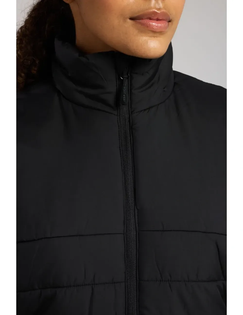 Portwest S607 Professioneel gevoerd Dames Baffle Gilet Zwart voorkant