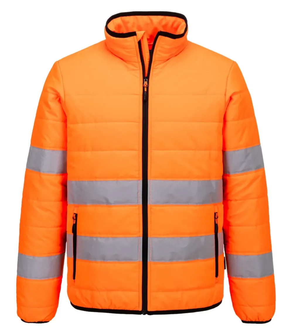 Portwest S617 Hi-Vis gewatteerd Jack Oranje/zwart voorkant