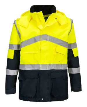 Portwest S760 Hi-Vis Tweekleuren Ademend Jack Geel/marine voorkant