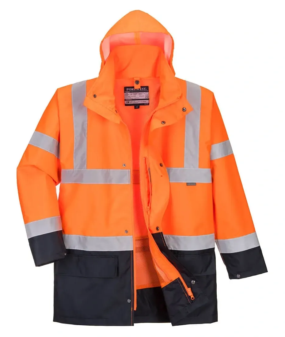 Portwest S766 Hi-Vis Essential 5-in-1 jack Oranje/marine voorkant