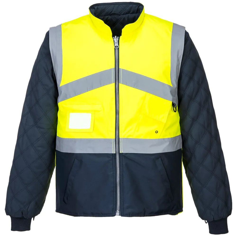 Portwest S769 Hi-Vis ademend 2-in-1 contrast omkeerbaar jack Geel/marine voorkant
