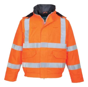 Portwest S773 Bizflame Rain Hi-Vis Antistatic FR Bomberjack Oranje voorkant