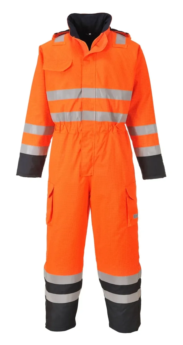 Portwest S775 Bizflame Regen Hi-Vis Multi Overall Oranje/marine voorkant