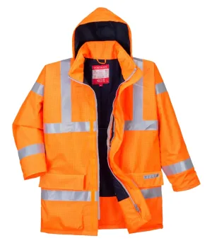 Portwest S778 Bizflame Regen Hi-Vis Ademende en Antistatisch FR Jack Oranje voorkant