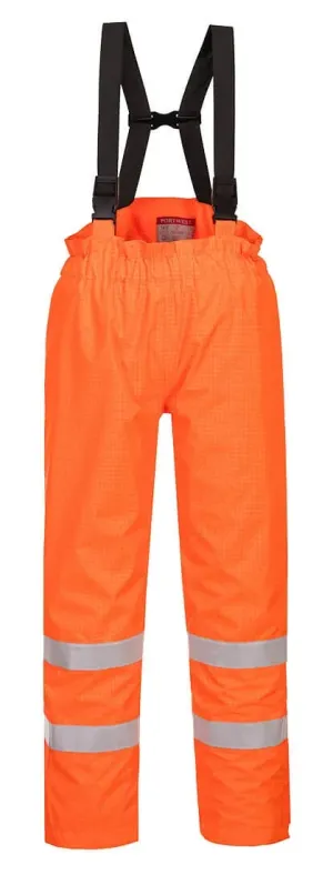 Portwest S781 Bizflame Gevoerde Regenbroek Hi-Vis Antistatisch FR Oranje voorkant