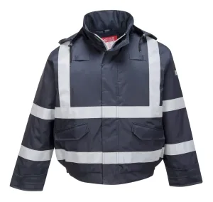 Portwest S783 Bizflame Multi Beschermend Bomber Regenjack Marine voorkant