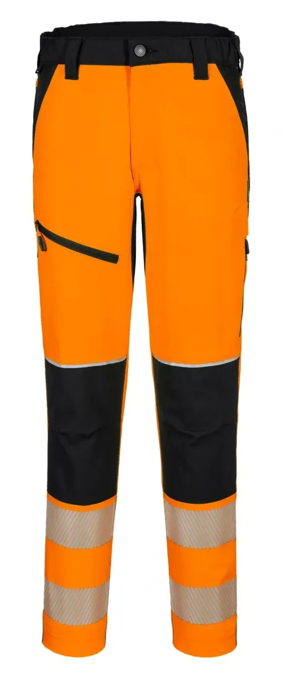 Portwest T140 PW3 Hi-Vis Stretch Broek Oranje/zwart voorkant