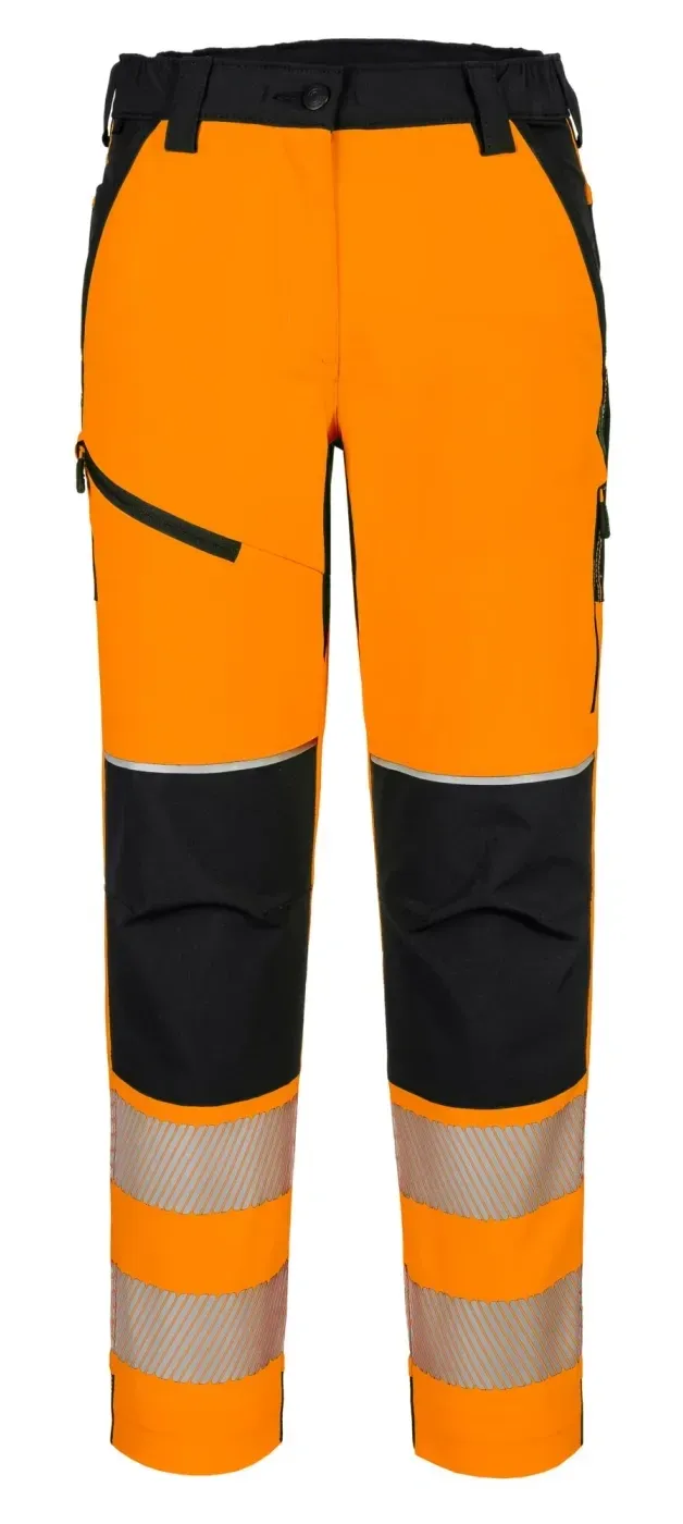Portwest T141 PW3 Hi-Vis Stretch Broek voor Dames Oranje/zwart voorkant