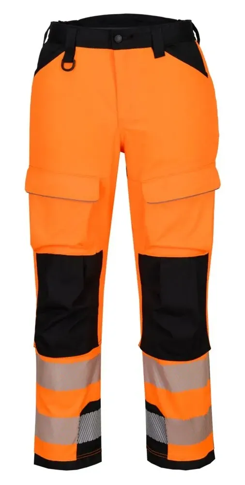 Portwest T142 PW3 Hi-Vis Harnas broek Oranje/zwart voorkant