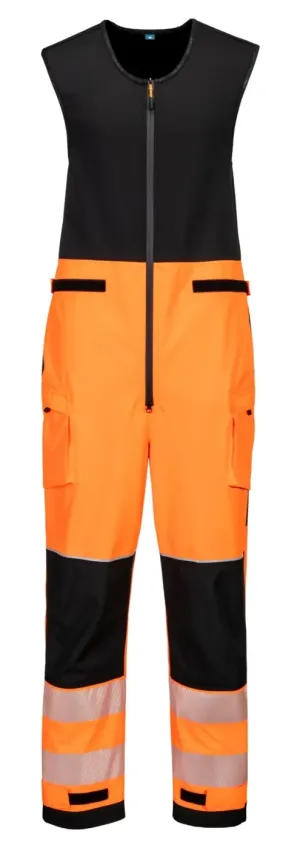 Portwest T150 PW3 Hi-Vis Regenbestendige Salopette (3L) Oranje/zwart voorkant