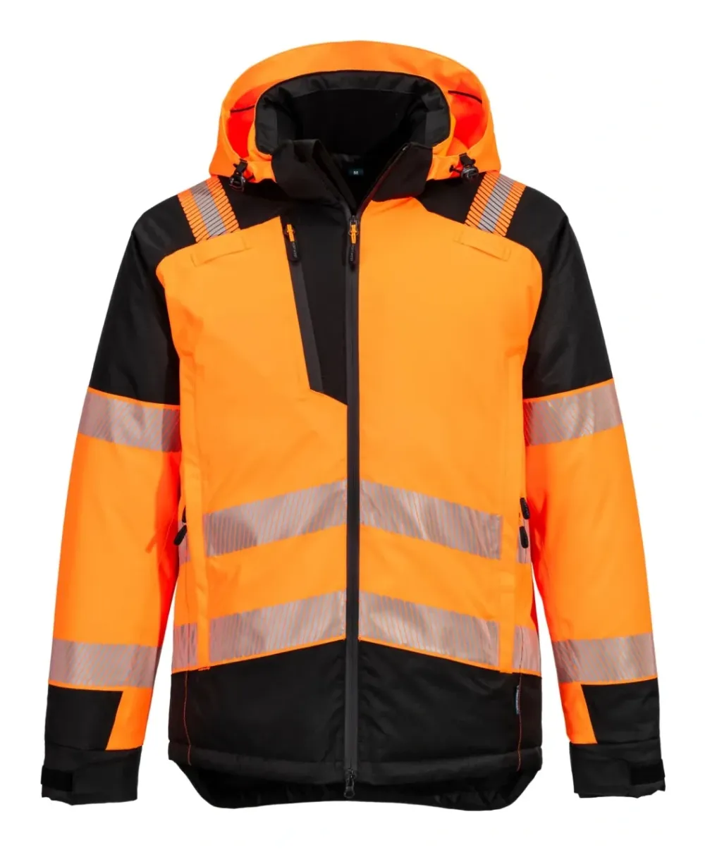 Portwest T160 PW3 Hi-Vis Winterjack Oranje/zwart voorkant