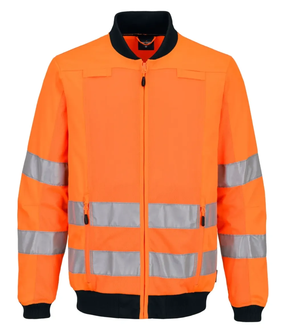 Portwest T164 Hi-Vis Mesh Paneel Werkjas Oranje/marine voorkant