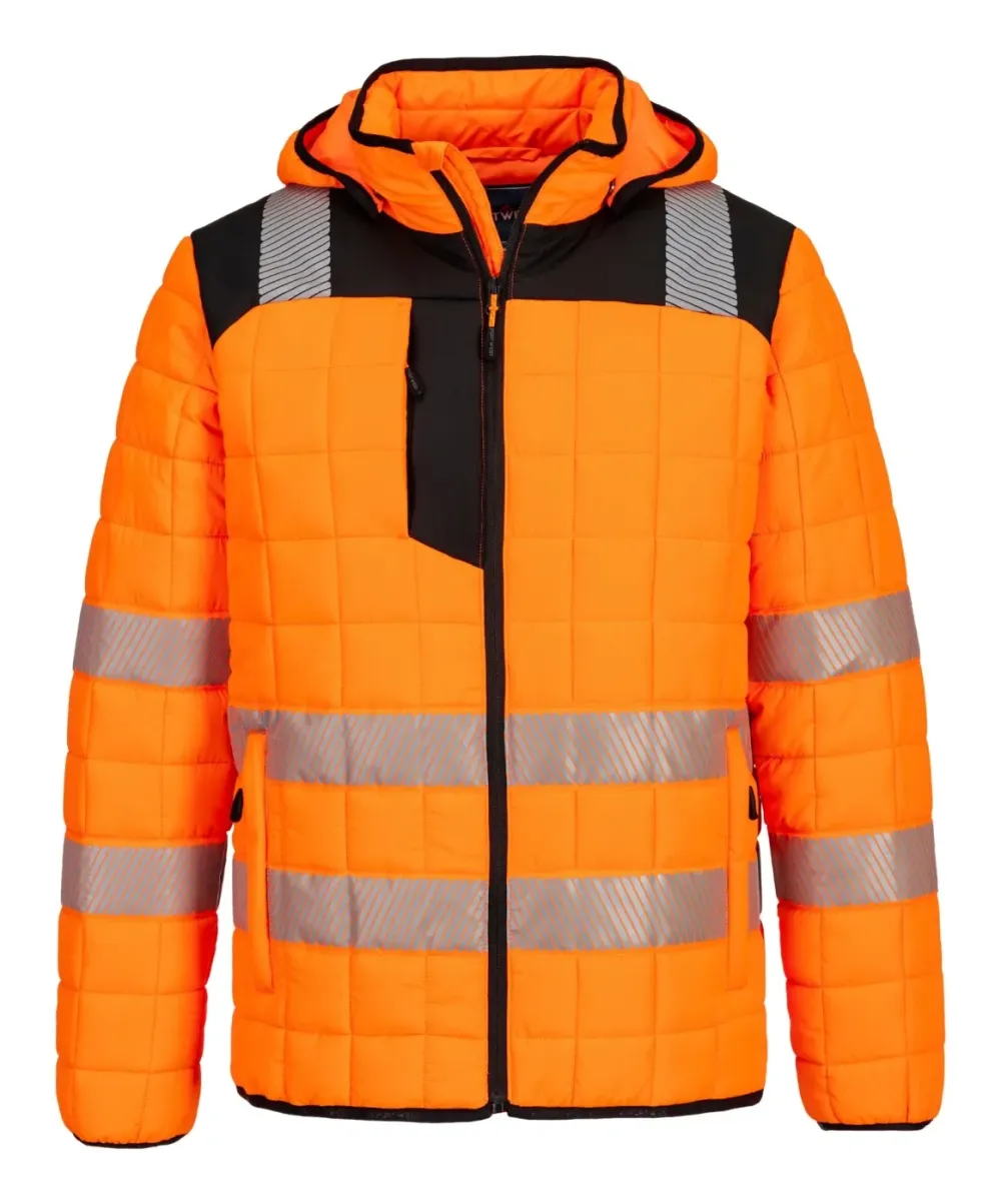 Portwest T165 PW3 Hi-Vis Square Baffle Jack Oranje/zwart voorkant