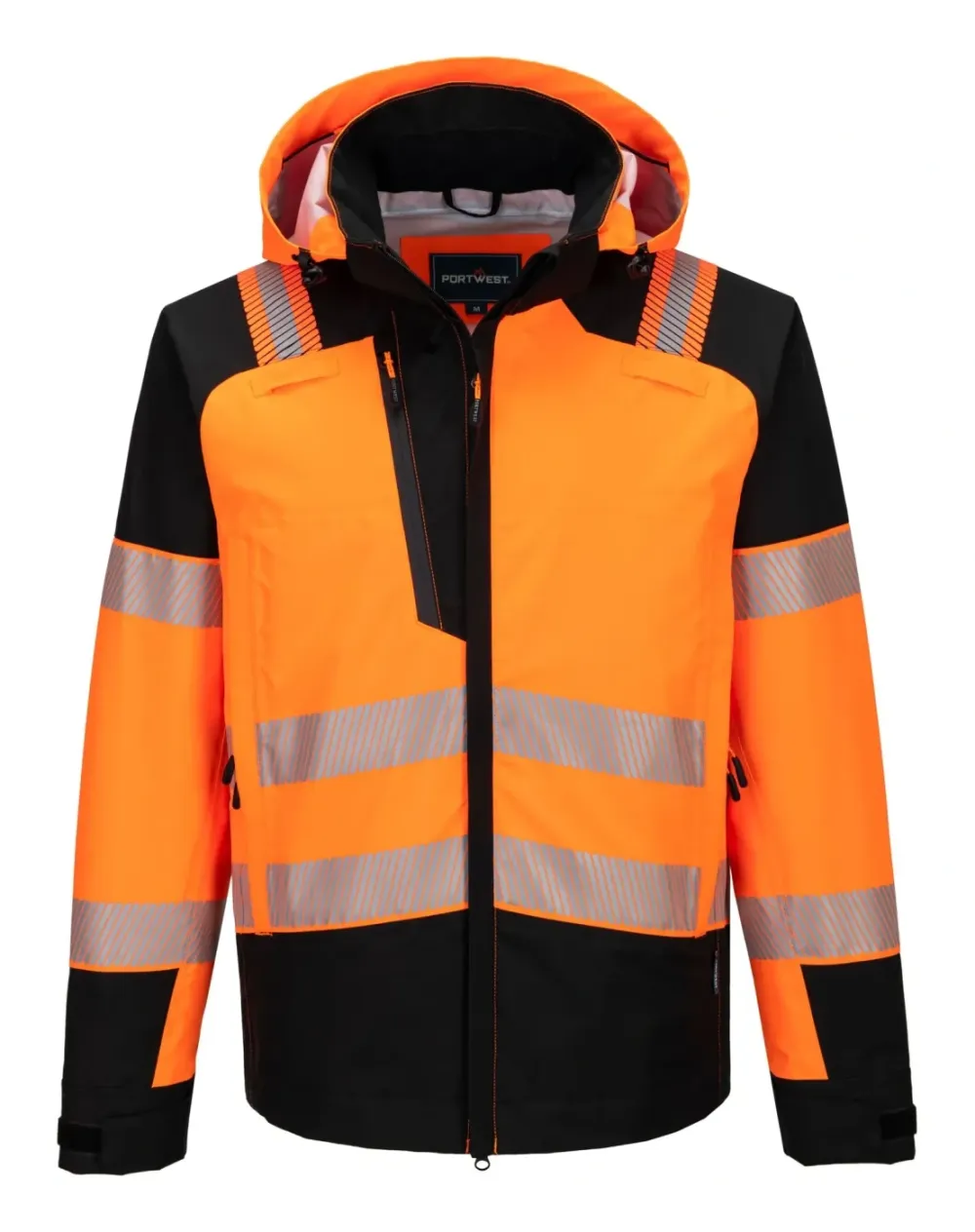 Portwest T166 PW3 Hi-Vis Regenjas (3L) Oranje/zwart voorkant