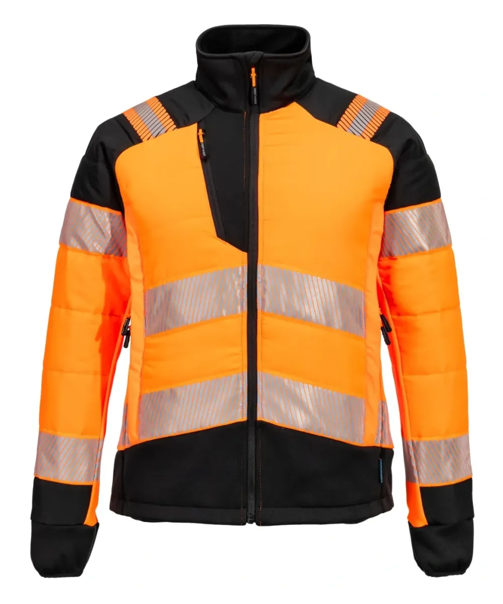 Portwest T171 PW3 Hi-Vis Hybride Baffle Jack voor Dames Oranje/zwart voorkant