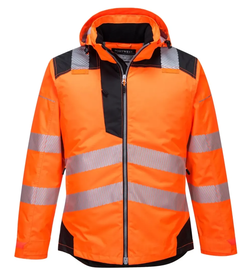 Portwest T400 PW3 Hi-Vis Winterjack Oranje/zwart voorkant