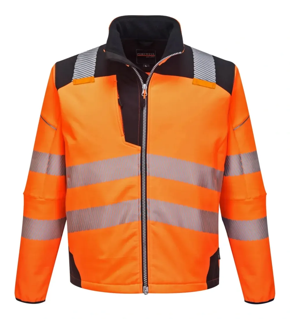 Portwest T402 PW3 Hi-Vis Softshell Jack Oranje/zwart voorkant