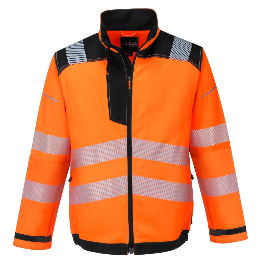 Portwest T500 PW3 Hi-Vis Werkjack Oranje/zwart voorkant