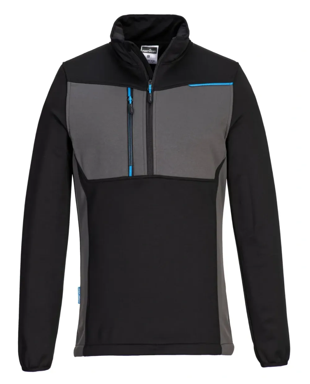 Portwest T755 WX3 Tech Fleece met halve rits Zwart voorkant
