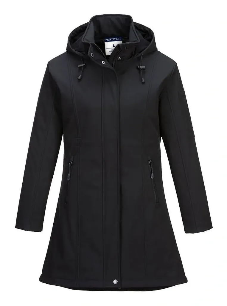 Portwest TK42 Carla Softshell Jack voor dames (3L) Zwart voorkant