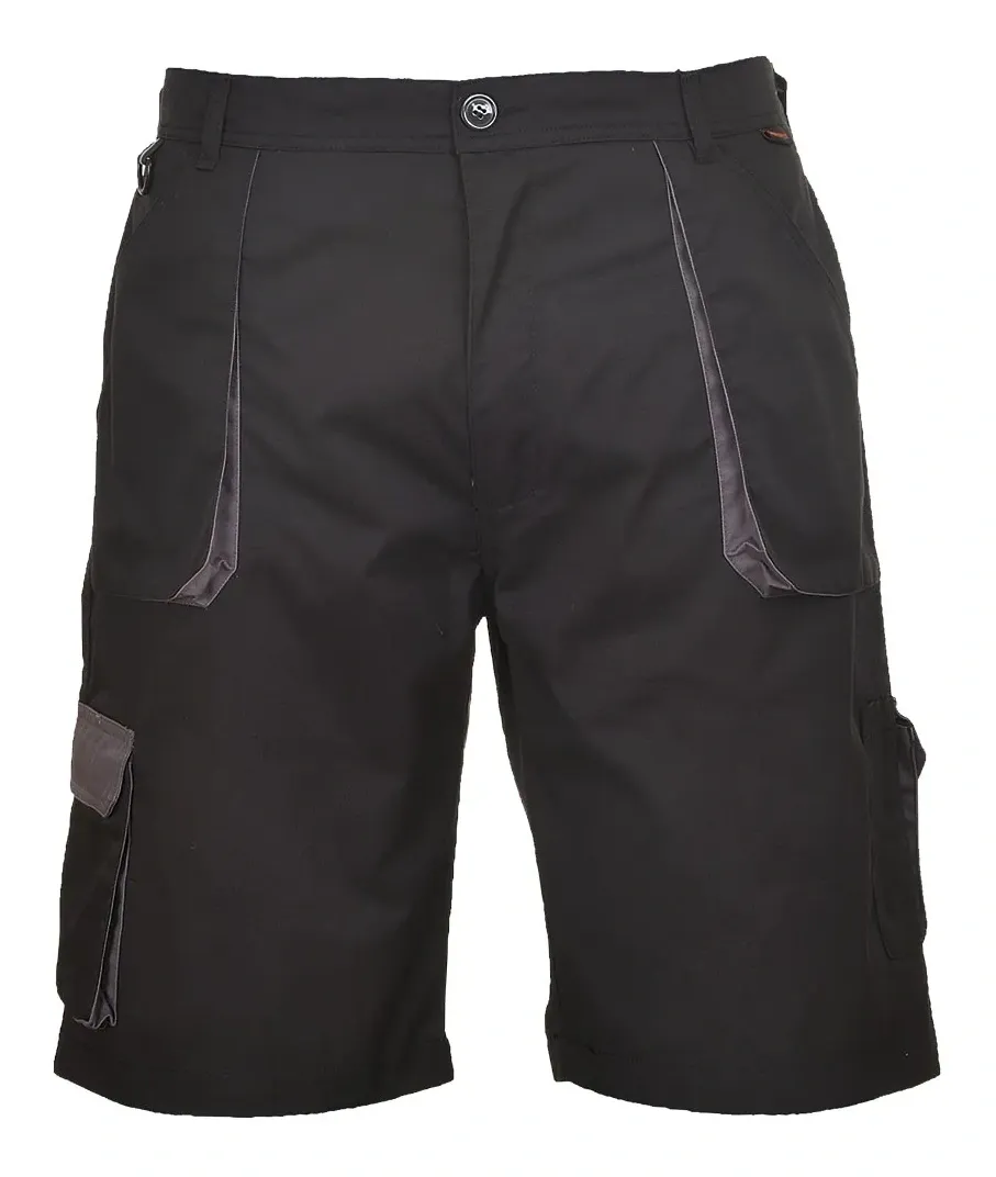 TX14 Portwest Texo Contrast Korte Broek Zwart voorkant