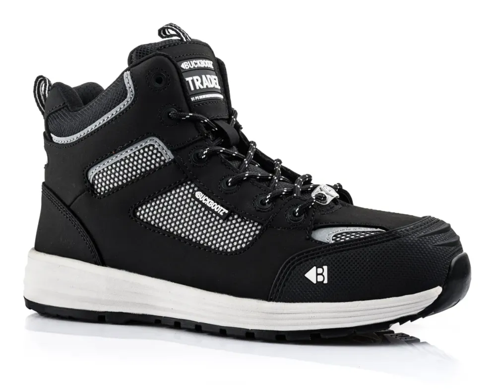 BuckBootz Tradez Baz Sneaker Middelhoog S1P Zwart voorkant
