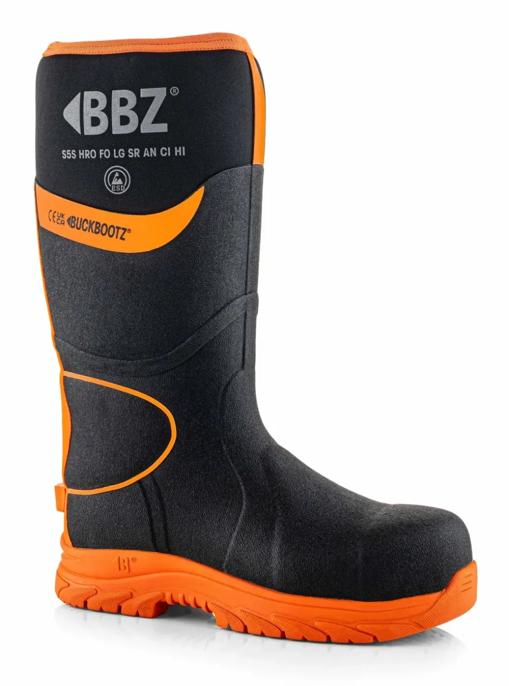 BuckBootz Neopreen Laars BBZ8000 S5S Zwart / Oranje voorkant