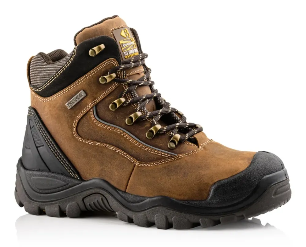 BuckBootz Buckshot Hoog BSH002 S3 Donkerbruin voorkant