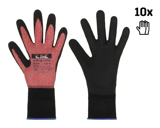 Safety Jogger D-Grip Ultra (10 paar) Rood voorkant