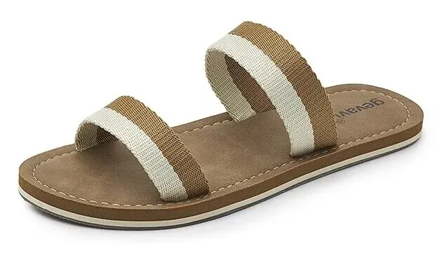 Gevavi Bisa teenslipper bruin/ beige Bruin voorkant