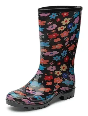 Gevavi Bloem PVC kuitlaars, Gevavi boots - Bloem PVC kuitlaars, Gevavi boots - Bloem PVC kuitlaars Zwart voorkant