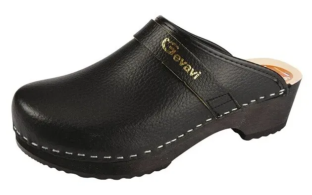 Gevavi Dakota open schoenklomp hout zwart Zwart voorkant