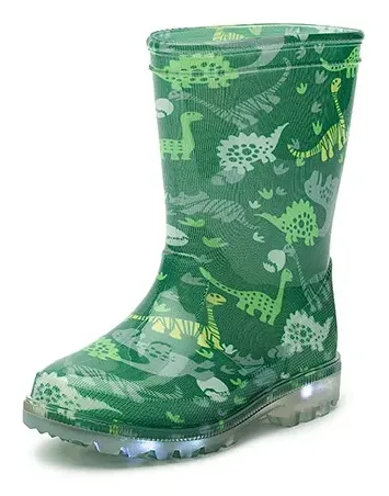 Gevavi Dino kinderlaars pvc LED Groen voorkant
