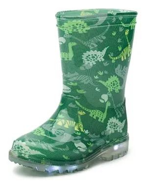 Gevavi Dino kinderlaars pvc LED Groen voorkant