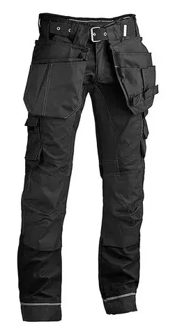 4Work Madrid Premium werkbroek stretch inserts Zwart voorkant