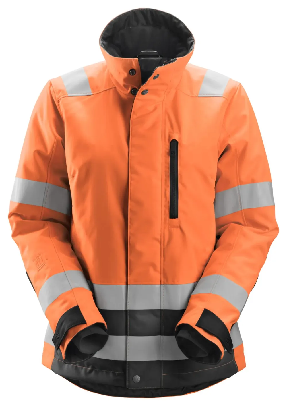 Snickers 1137 High-Vis, Geïsoleerde 37.5® Dameswerkjas Klasse 2/3 High Visibility Oranje - Zwart voorkant