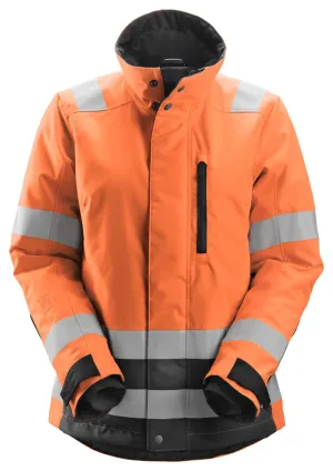 Snickers 1137 High-Vis, Geïsoleerde 37.5® Dameswerkjas Klasse 2/3 High Visibility Oranje - Zwart voorkant