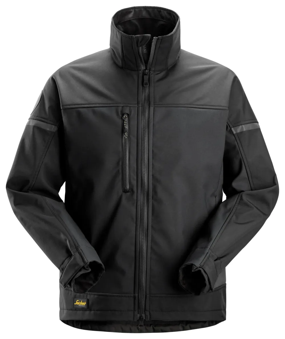 Snickers 1216 AllroundWork, Softshell Stretch Werkjas Zwart - Zwart voorkant