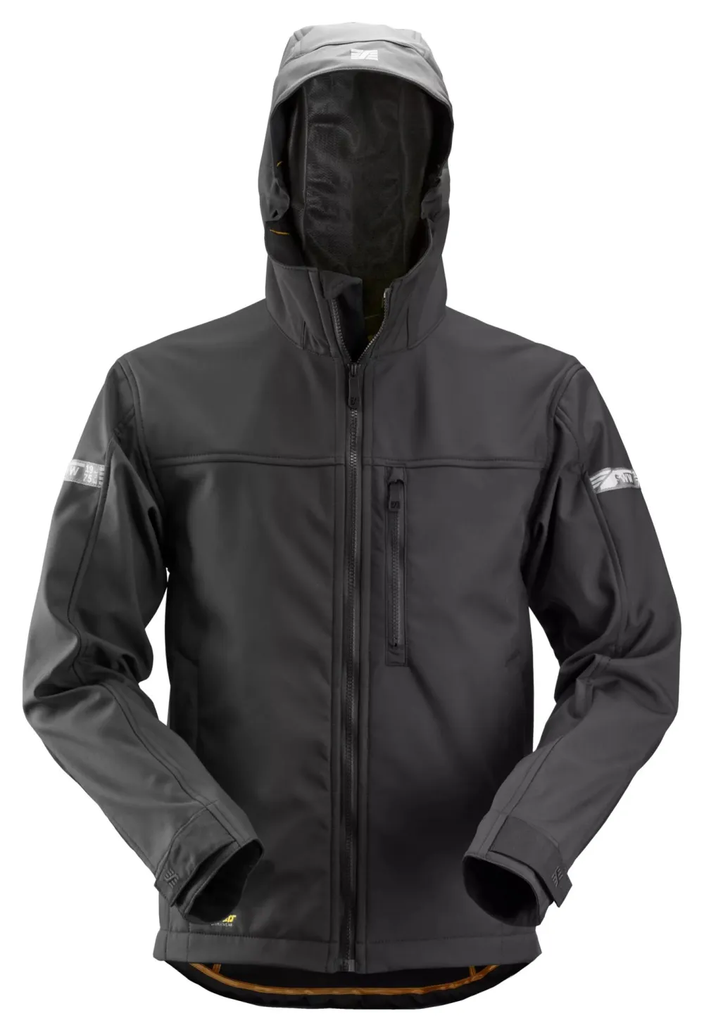 Snickers 1229 AllroundWork, Softshell Werkjas met Capuchon Zwart - Zwart voorkant