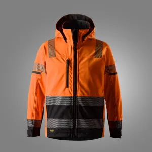 Snickers 1232 High-Vis Softshell Werkjas, Klasse 3 High Vis Oranje - Zwart voorkant