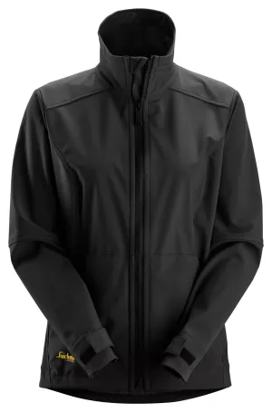 Snickers 1247 AllroundWork, Winddichte Softshell Dameswerkjas Zwart voorkant