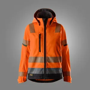 Snickers 1273 High-Vis Softshell Dameswerkjas, Klasse 2/3 High Vis Oranje - Zwart voorkant