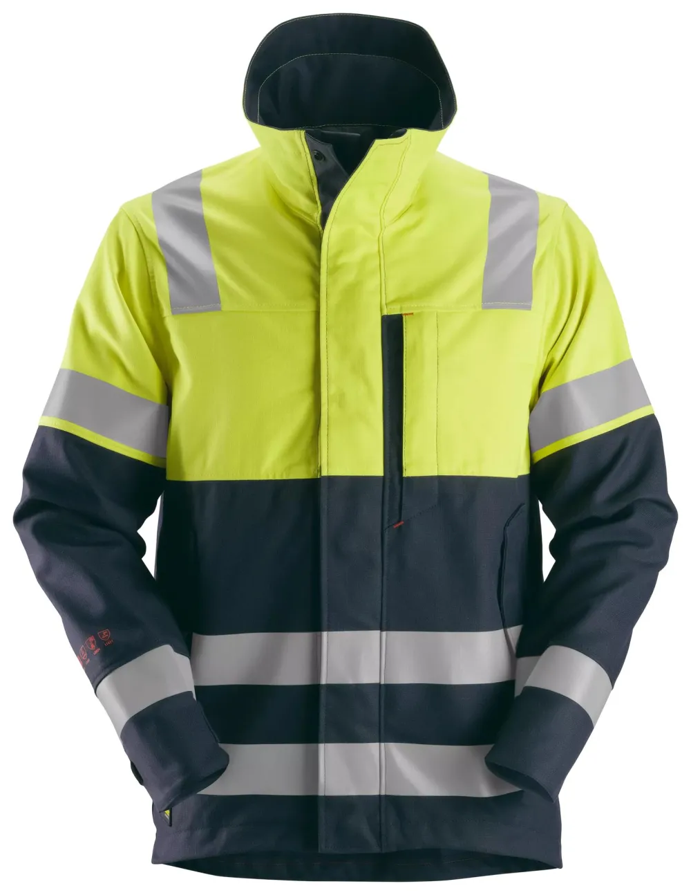 Snickers 1560 ProtecWork, Jack, High-Vis Klasse 1 Donker Blauw - High Vis voorkant