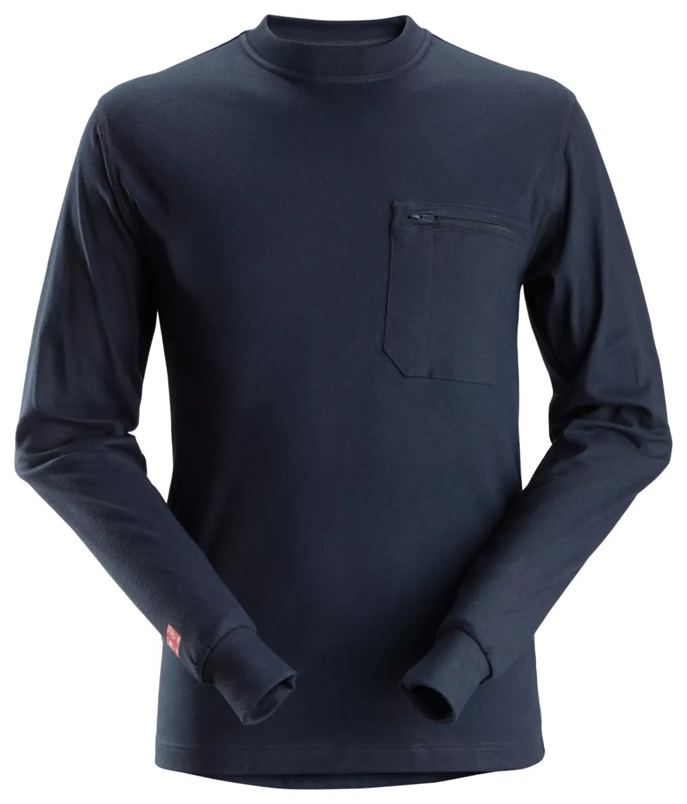 Snickers 2460 ProtecWork, T-shirt met Lange Mouwen Donker Blauw voorkant