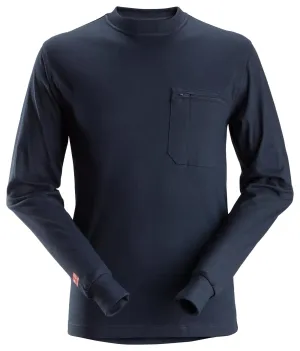 Snickers 2460 ProtecWork, T-shirt met Lange Mouwen Donker Blauw voorkant