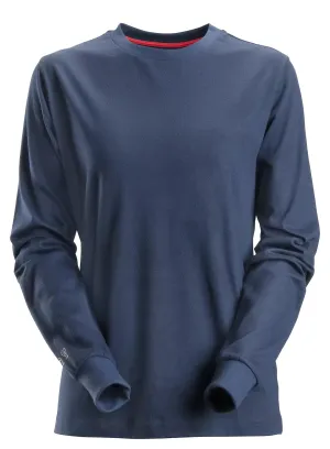 Snickers 2467 ProtecWork, Dames T-shirt met Lange Mouwen Donker Blauw voorkant