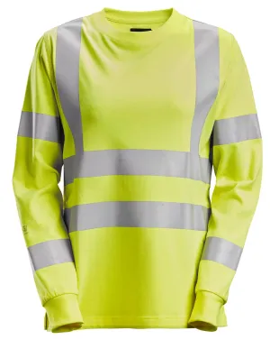Snickers 2476 ProtecWork, Dames T-shirt met Lange Mouwen, High-Vis Klasse 3/2 Geel, High Visibility voorkant