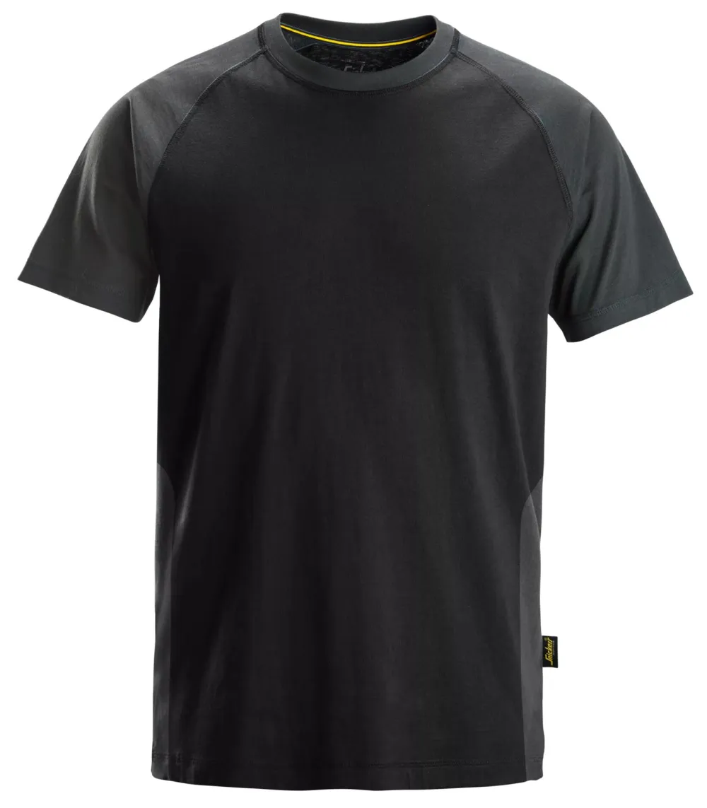 Snickers 2550 Tweekleurig T-Shirt Zwart - Staal Grijs voorkant