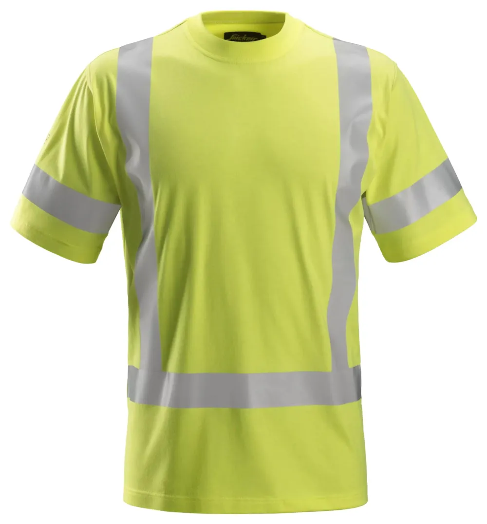 Snickers 2562 ProtecWork, High-Vis Klasse 3/2, T-shirt met Korte Mouwen High Vis Geel voorkant